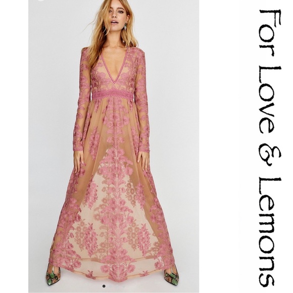 For Love And Lemons Dresses For Love Lemons Pink Temecula Maxi Dress Nwt Poshmark